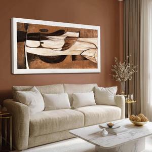 LEVERUP Black and White Abstract Wall Art Textured Wall Artwork Gold Wall Decor for Dining Room Living Room Office 24×48 Inch Hallway Decorations