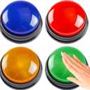 4-Pack Buzzers for Trivia Games, Family Feud Jeopardy Buzzer, Game Buzzers with Lights and Sound, Answer Buzzers for Classroom, Buzzer for Game Show, Quizzes Party and Trivia Nights