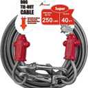 Petest Reflective Tie Out Cable with Crimp Cover for Super Dogs Up to 250 Pounds, 40 Feet