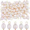 50 Pieces Freshwater Pearl Charm Pendant Smaller Natural Pearl Charm with Brass Loops for Jewelry Necklace Bracelet Earring Making Craft