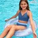Kids4ever Girls Swimsuit 2 Piece Color Block Teen Bikini Sets with Adjustable Straps Bathing Suit Size 13-14Y