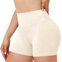 Runhit Women's Workout Biker Shorts - 3"/5"/8" High Waisted Tummy Control Spandex Booty Shorts for Volleyball Gym Yoga Dance (Cream)
