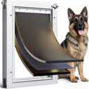 Dog Door for Door 3 Flaps Large, All Aluminum Doggy Door, Doggie Door
18.7" x 9.92" flap opening, Pets Up to 110lbs, fit door 1.26" - 2.08" thick, Closing Panel, Safety Locks, Dustproof Rustproof