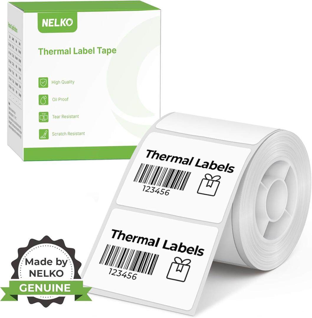 Thermal Labels for Nelko PM220 Label Maker, 1.57'' x 1.18'' (40x30mm) Thermal Sticker Tab, Waterproof, Multi-Purpose Label Tape, 1 Roll of 230 Self-Adhesive Thermal Paper (White)