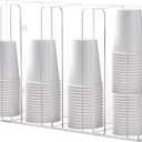 4-Compartment Acrylic Cup Dispenser, White Cup and Lid Holder for Counter, 16.5 * 4.1 * 9.4 inches,Wall-Mounted Cup Organizer, Clear Desktop Cup Storage Holder or Kitchen, Coffee, Bar