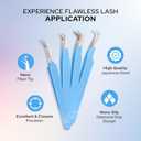 M LASH Tweezers for Eyelash Extensions (Set of 4) - Professional Lash Extension Tweezers - Fiber Tip, Japanese Steel, Diamond Grip Eyelash Extension Tweezer set (Teal)