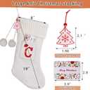 Christmas Stocking 18 Inches Large Knit Christmas Stockings Monogram Initial Personalized Christmas Stockings for Family Xmas Home Decor White Red Green Tree Fireplace Ornaments White C