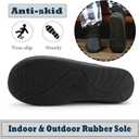 Cozylook Men's Slippers with Knitted Cuff Cozy Memory Foam Non-slip Indoor Outdoor Slipper Socks with Rubber Sole Black Size 8-9