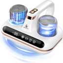 Amzany Mattress Vacuum Cleaner - 5-in-1 Cordless Bed Vacuum Cleaner, Powered by UV-C Light & Ultrasonic Technology, 16Kpa Strong Suction,Low Noise,Suitable for Dust, Pet Hair, Etc. (White)