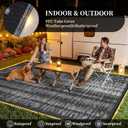 MontVoo Outdoor Rug Waterproof 8x10 ft with Strip Lights Outdoor Patio Rug Mat Reversible Plastic Straw Rug Outside Outdoor Rug for RV Camping Picnic Balcony Backyard