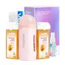 Waxfans Roll on Wax Kit, Waxing Kit for Women and Men, Wax Roller Waxing Kit for All Skin Types, Roll on Waxing Kit for Hair Removal, Wax Cartridges & 50 Pcs Wax Strips (Honey)