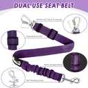 Lukovee Dog Seat Belt for Car, Adjustable Dog Car Harness for Large Medium Small Dogs, Soft Padded & Breathable Mesh Dog Seatbelt with Car Strap and Carabiner (Purple,S)