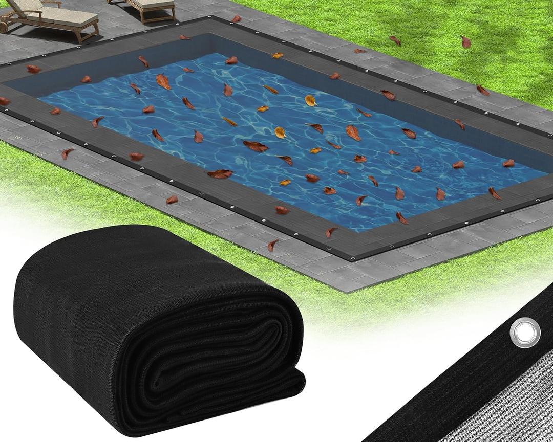 25 x 45 Ft Pool Leaf Cover, Thick Heavy Duty Mesh Net for inground Pools, Winter Rectangular Pool Leaf Cover with Reinforced Grommets to Protect from Leaves
