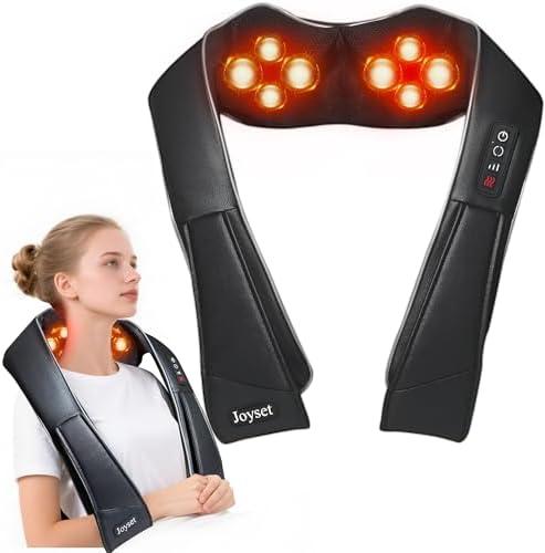 Joyset Neck Massager for Pain Relief Deep Tissue with Heat,Shiatsu Neck and Back Massager 4D Deep Kneading Massage for Shoulder,Gifts for Women Men Mom Dad Friend
