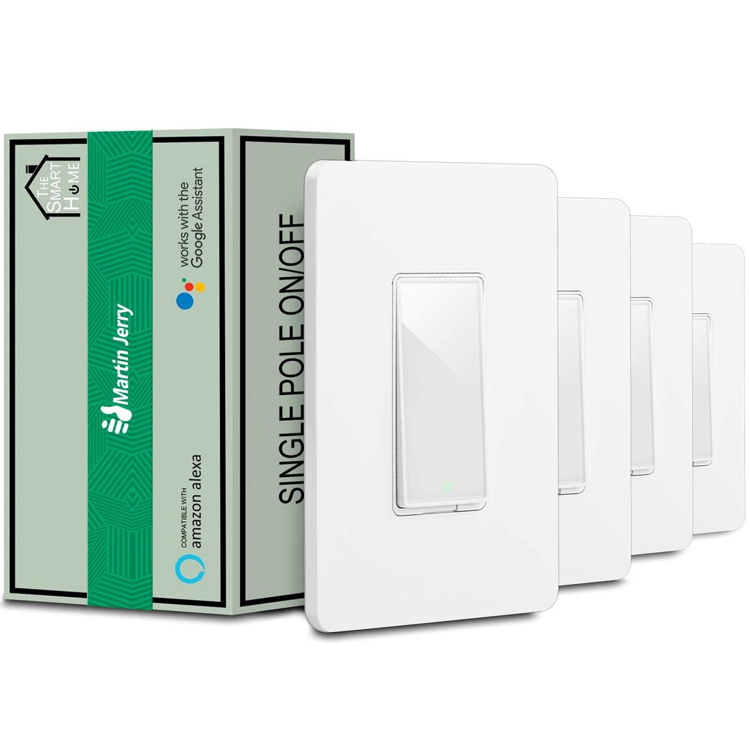 TASMOTA Smart Switch by Martin Jerry | 4 Pack, ESP8266 2.4G WiFi Smart Light Switch | Smart Home Devices