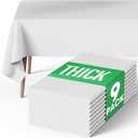 Pureegg Rectangle Table Cloth 60" x 84"  Durable Polyester Tablecloth Offers Reusable & Washable Protection, Ideal for Outdoor Party, Picnic, Wedding, Banquet and Birthday, 9 Pack, White