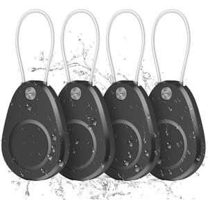 2 x Waterproof AirTag Keychain Holder - 4 Pack Airtag Lock Case with Wire Cable Compatible with Apple AirTags, Ultra Durable Anti-Lost Protective Case with Keyring for Luggage, Backpack (Black)