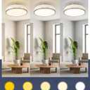 kudos Ceiling Light, 16-inch LED Flush Mount Ceiling Light, White and Gold Finish, 30W/1900lm Light Fixtures Ceiling Mount for Bedroom,Hallway, 3000K/3700K/4500K/5100K/6000K Adjustbale, KDCL15-WT-L