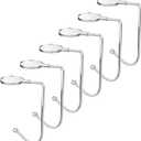 Doitory Christmas Stocking Holders for Mantle, Upgrade Non-Slip Christmas Safety Stocking Holder Mantle Hooks Hanger Grip for Party Decoration(Silver-6P)