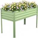 Raised Garden Bed with Legs, 48×24×32in Galvanized Raised Garden Beds Outdoor Elevated Metal Planter Box for Gardening Vegetables Flowers Herb-Green