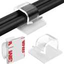 Large Cable Clips 40pcs with Strong Adhesive Tapes,Wire Holder Organizer Cord Management for Car, Office and Home (Clear- L06(40PCS))