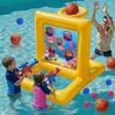Pool Toys for Kids & Adults, 2-in-1 Shooting Target Game & Pool Basketball Hoop, Family Pool Toy for Summer Swimming Pool Games, Pool Party Games and Backyard Fun, 74 x 92 x 82 cm