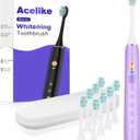 Whitening Electric Toothbrush for Adults and Kids, Rechargeable Toothbrush with 8 Brush Heads & Travel Case, 5 Modes & Smart Timer, 45000VPM Deep Clean, IPX7,One Fast Charge Last 120 Days - Purple