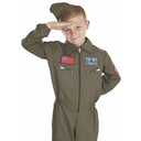 fun shack WW2 Flight Suit Pilot Costume for Kids, Army Outfit, Fighter Pilot Uniform, US Air Force Gear (Large, Green)