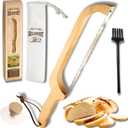Double-Edged Bread Knife Package Slicer for Sourdough Bread, 16.5" Premium Wooden Bow Design, Premium Stainless Steel Serrated Saw, Cutter for cutting Loaf, Sandwich, Bagels, Homemade Bread (Birch)