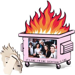 2 x Yerliker Mini Dumpster Emotional Fire Support Positive Picture Frame Gifts Employee Valentines Appreciation Gifts Desk Accessories for Teacher Women Men Office Decor Coworkers(Pink)