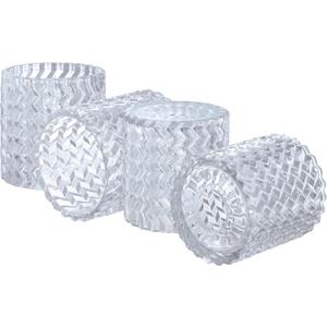 Aspen Creative 23646-60-4,Clear Glass Shade w/Diamond Pattern For Lighting fixture/Vanity Light/Wall Light/Pendent.Size:4-1/2"D x 4-3/4"H.Center Hole:1-5/8". Set of 4
