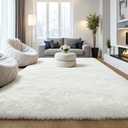 Fluffy 9x12 Large Area Rugs for Bedroom Living Room, Cream White Soft Washable Shag Carpet for Kids Room, Nursery, Dorm Decor, Colorful Cute Plush Fuzzy Rugs for Baby Toddler