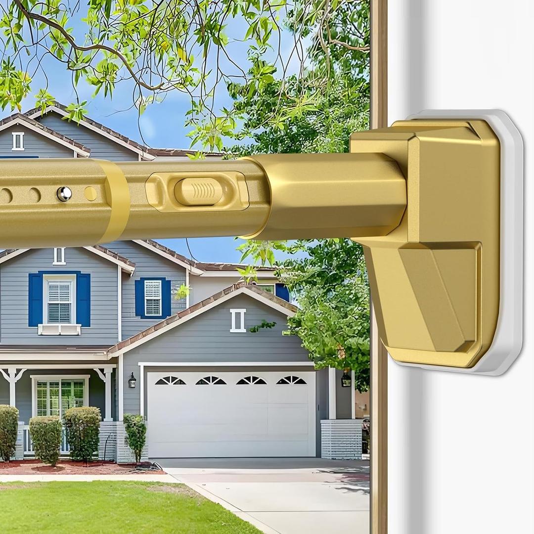 41 to 165 Inch Tension Curtain Rod No Drill Gold Shower Curtain Rod Extra Long Heavy Duty Tension Rod for Windows, Patio, Bathroom - Renter Friendly Adjustable Curtain Rods