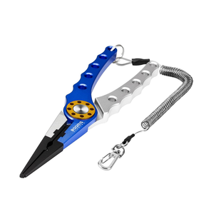 Booms Fishing X1 Aluminum Fishing Pliers Saltwater, Surf Fishing Tackle Kit, Fishing Multitool Hook Remover Braided Fishing Line Cutting and Split Ring with Coiled Lanyard and Sheath