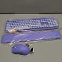 Wireless Keyboard and Mouse Combo, Magnetic Soft-Touch Wrist Rest, Round Keycaps, Full-Size Retro Typewriter Style Keyboard, 2-Stage Tilt Legs, Auto Sleep, 2.4GHz Cordless for Windows PC, Purple Ombre
