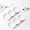 Yesland 3-Compartment Porcelain Appetizer Serving Tray - Set of 4 - White 10 Oz Triplet Bowl, Bowl Set, Perfect for Snacks, Dips, Condiments