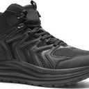 Men's Orthopedic Mid Hiking Boots: Comfortable Plantar Fasciitis Orthotic Arch Support Bunions Recovery Trail Sneakers, Gym Athletic Adjustable Fit Stylish Standing Walking Shoes Black Size 11