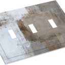 Brown Gray Grunge Oil Painting 3 Gang Light Switch Plate Decorative Triple Toggle Wall Plate Cover Electrical Faceplate Switch Face Plate Bathroom Decor