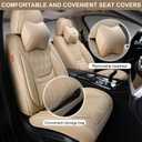 Car Seat Covers Front Pair, Breathable Leather Automotive Front Seat Covers with Headrest, Universal Automotive Vehicle Seat Cover for Most Sedan SUV Pick-up Trucks, Beige