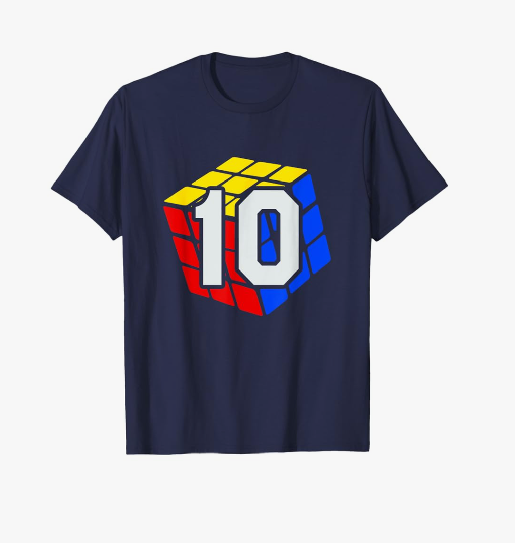 Competitive Speed Cubing 10 Years Old Birthday for Boys Kid T-Shirt Size Medium