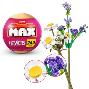 Zuru Max Floral Set for Kids - Bundle with Buildable Daisy, Iris, Perscicaria, and Lavender Flower Bricks Plus Tattoos 243 PCS