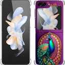 Galaxy Z Flip 5 Case,Green Peacock Mandala Drop Protection Shockproof Case TPU Full Body Protective Scratch-Resistant Cover for Samsung Galaxy Z Flip 5