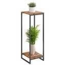 JEPRECO 34" Tall Plant Stand Indoor, 2-Tier Modern Plant Shelf, Corner Flower Pot Holder Organizer for Living Room Balcony Patio Garden (Rustic Brown)