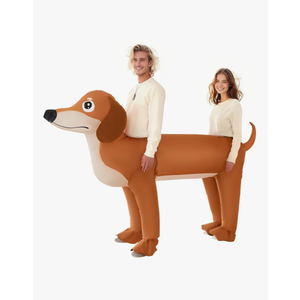 Couple Inflatable Dachshund Costume for Adult Halloween Blow Up Costumes 2 People Funny Dog Costumes for Men Women Cosplay