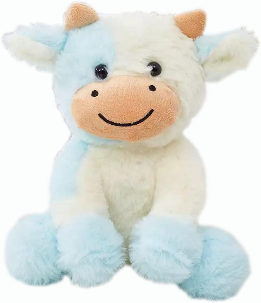 Cow Stuffed Animals Soft Plush Cute Cow Doll for Boys Girls 8in (zuo NIU qian lanse)