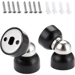 Sumnacon 2Pcs Powerful Magnetic Door Stoppers - Stainless Steel Mini Doorstops with Screws, Heavy Duty Magnetism Doorstops for Bedroom Bathroom Kitchen Home Office, Black