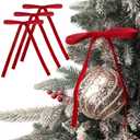 Ribbli Red Velvet Bows for Christmas Tree 24 Pcs Dark Red Vintage Wreath Ribbon Bows for Door Garland Home Decor - 5 x 7 Inch, 3/8 Inch Wide