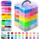 Gionlion 6000+ PCS Pony Beads 30 Assorted Colors Includes Glow in the Dark Bead, Kandi Beads for Jewelry Making, Friendship Bracelet, 6x9mm Hair Bead for Braids in Shock Resistant Packaging