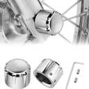 PBYMT Chrome Front Axle Nut Cover Cap CNC Aluminum Compatible for Harley Davidson Touring Road King Street Glide Electra Glide Softail Sportster Iron 883 Fat Boy 2002-2024