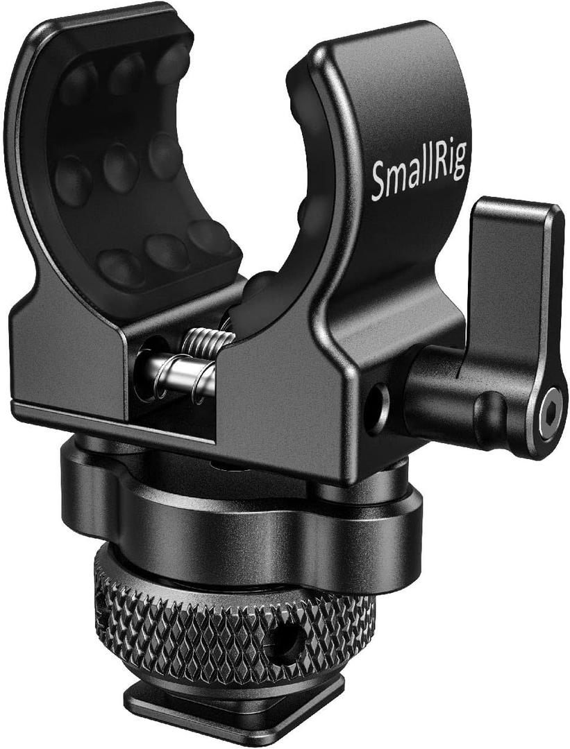SmallRig Shotgun Microphone Holder (Cold Shoe), Built-in Soft Silicone, Bumps and Noises Absorption BSM2352